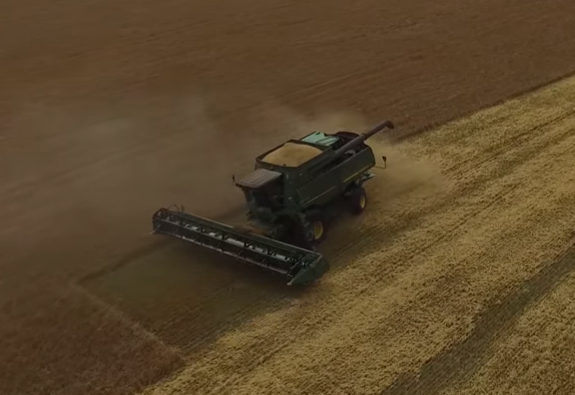 Barley harvesting MF9690+John Deere 9670